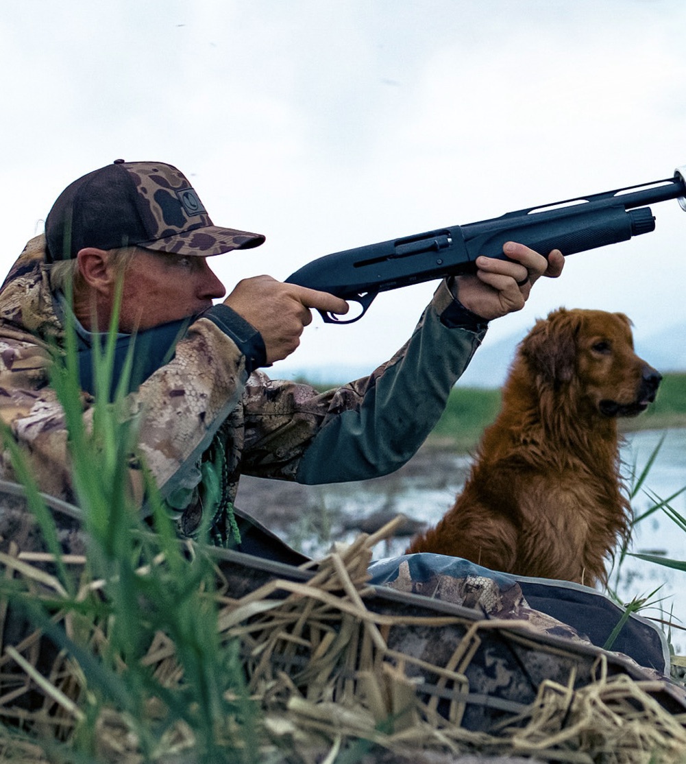 Bird dog in the field with a handler