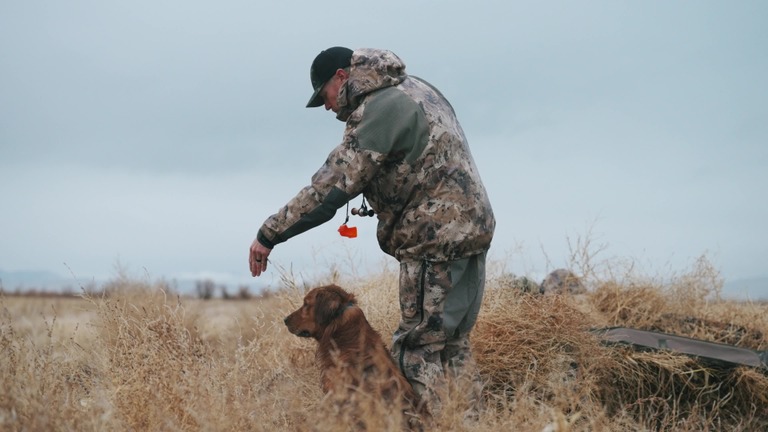 Tyce Erickson working a bird dog